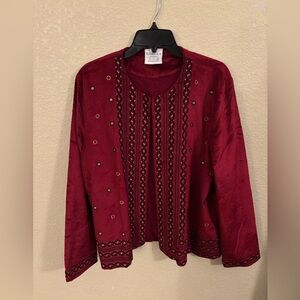 Bohera Red Embroidered Jacket
